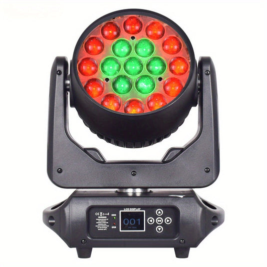 Moving Heads 19X15W RGBW 4In1 LED Zoom Wash DMX Lights Lyre Beam Mobile Stage Lighting for DJ Disco Party Bar Wedding Concert