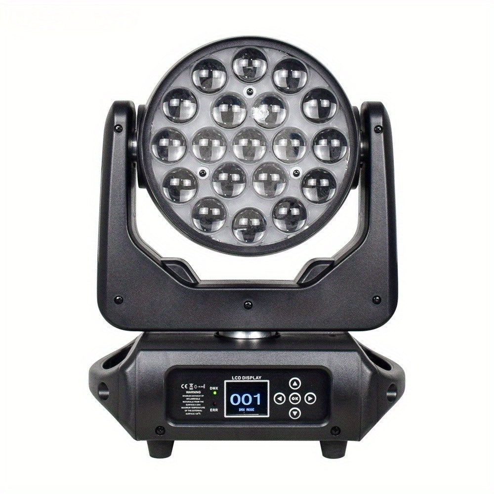 2PCS LED Zoom Wash 19X15W DJ Light Lyre Beam Effect RGBW 4-In-1 Professional DJ for Disco Bar Nightclub Party Show