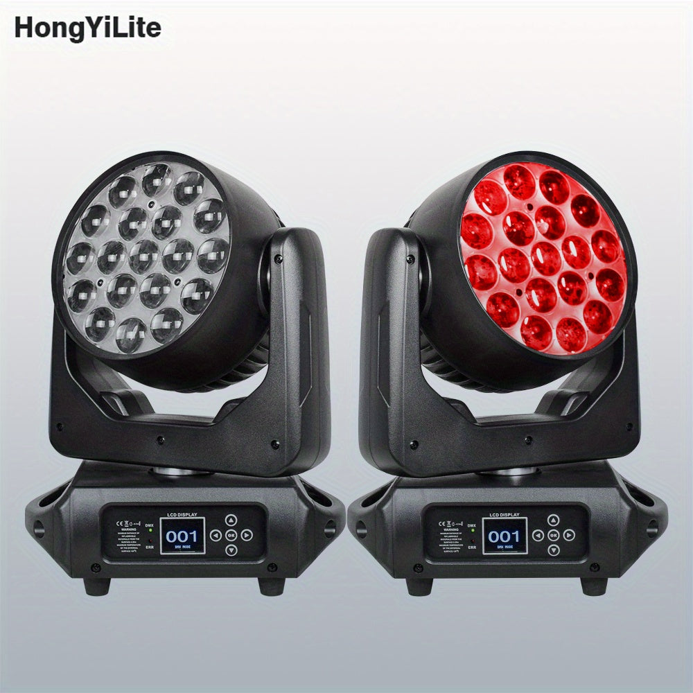 2PCS LED Zoom Wash 19X15W DJ Light Lyre Beam Effect RGBW 4-In-1 Professional DJ for Disco Bar Nightclub Party Show