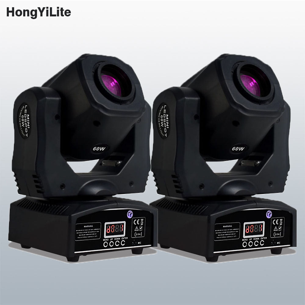 2PCS DMX Light LED 60W Mini Projector Moving Head Lyre Spot Mobile DJ Light with 8 Gobos for Home Party Disco Nightclub Wedding Bar