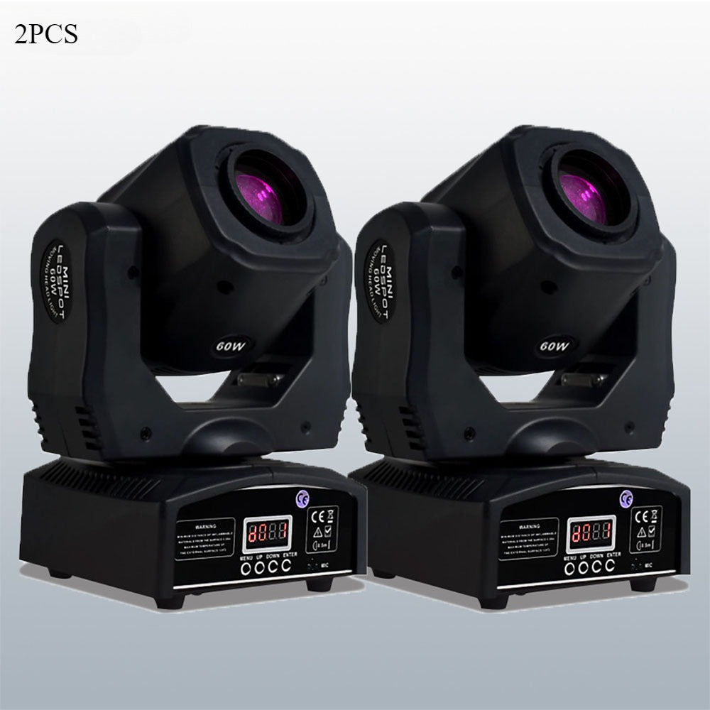 2PCS DMX Light LED 60W Mini Projector Moving Head Lyre Spot Mobile DJ Light with 8 Gobos for Home Party Disco Nightclub Wedding Bar