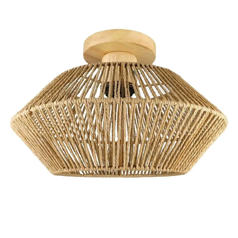 Minimalist LED Ceiling Lamp Shades Light Fixture Handmade Woven Chandelier Lampshade for Bedroom Office Laundry Restaurant