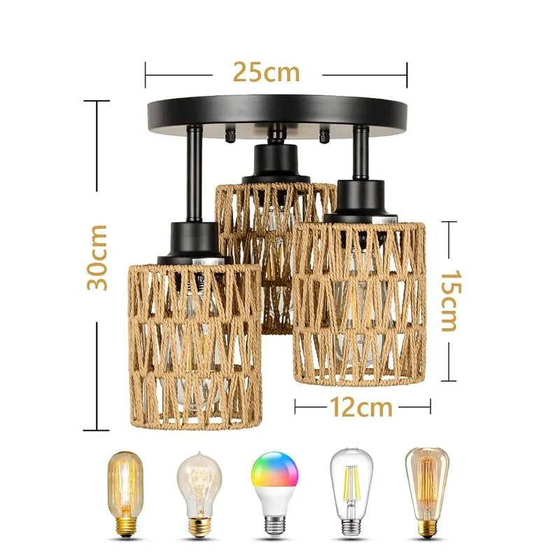 3 Heads Popular Design Ceiling Light Apply for Indoor Decor Simple Black Style Ceiling Lampshades for Home Living Room Lighting